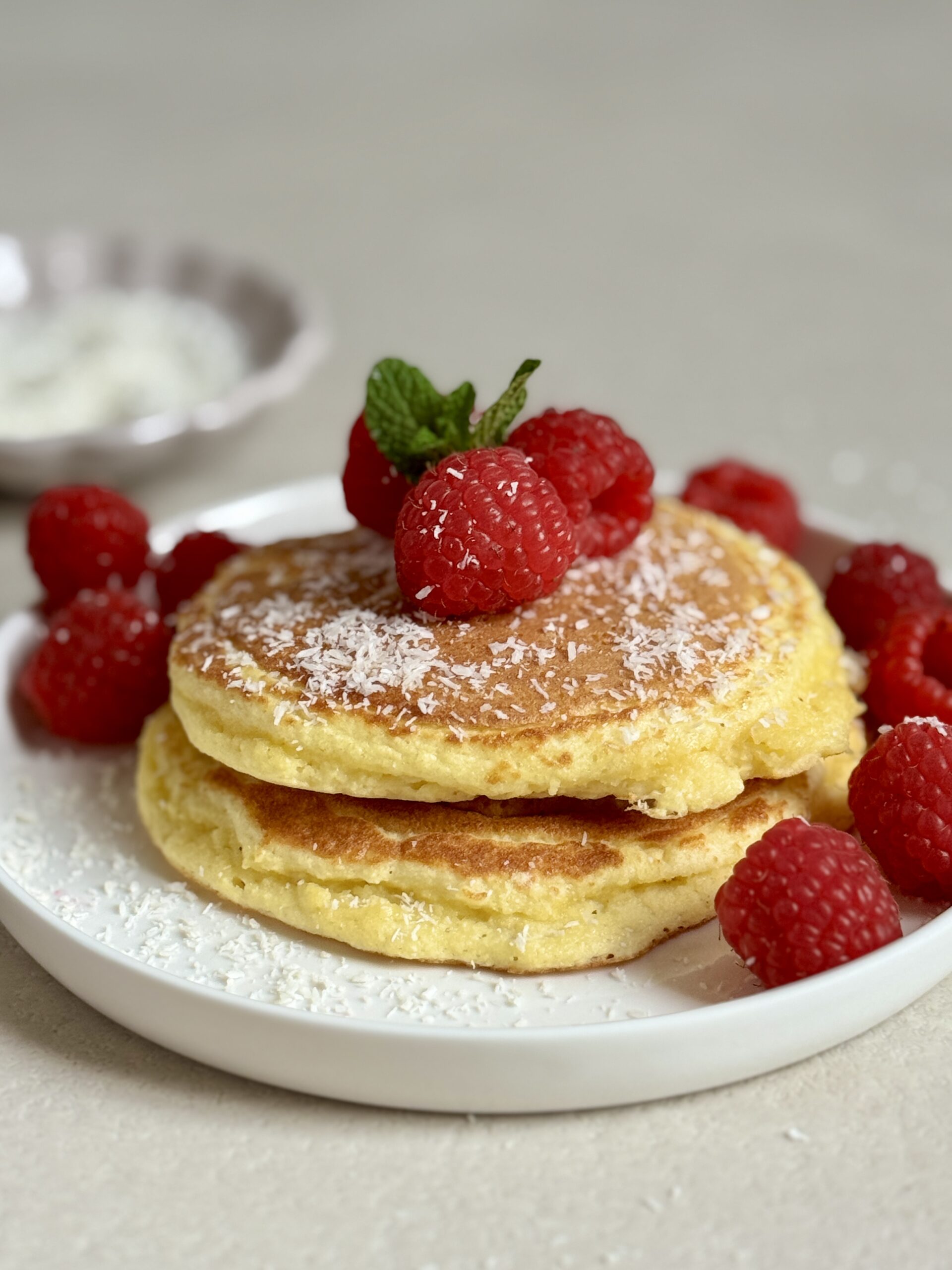 Low carb coconut flour pancakes - healthy keto breakfast, nutrient-dense and fibre-rich